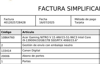 Portátil Gaming Acer Nitro V15 RTX