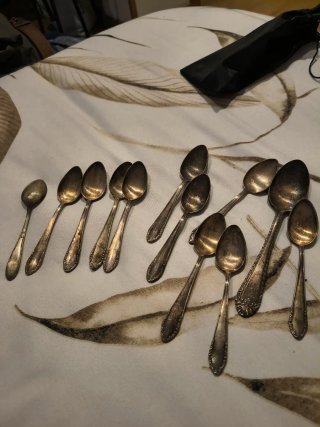 Set di 12 cucchiai placcati in argento 1950