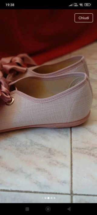 Ballerine rosa pallido con nastri