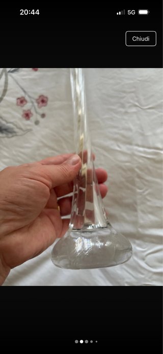 Vaso cristallo e fiore argento vintage