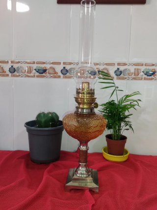 Quinqué Francés Cristal y Bronce