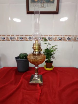 Quinqué Francés Cristal y Bronce
