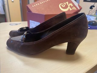 Zapatos de tacón marrones talla 37 piel natural