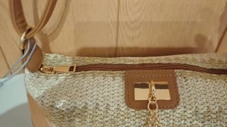 Bolso Rafia Paja Mujer Bonita Beige/Oro