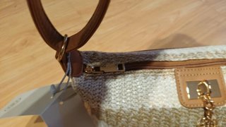 Bolso Rafia Paja Mujer Bonita Beige/Oro