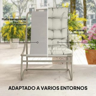Set Jardín 3 Piezas con Cojines Sillas Gris Claro