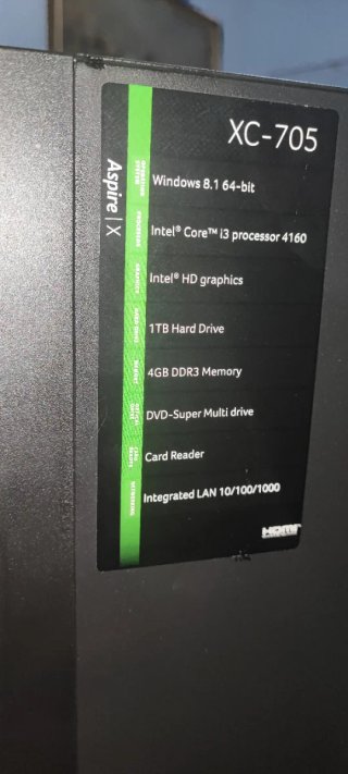 Acer Aspire XC-705 Ordenador Torre Intel Core i3