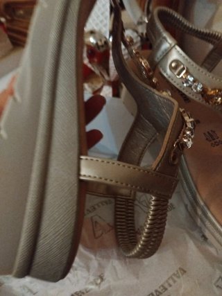 Sandali Valleverde donna oro/argento con strass