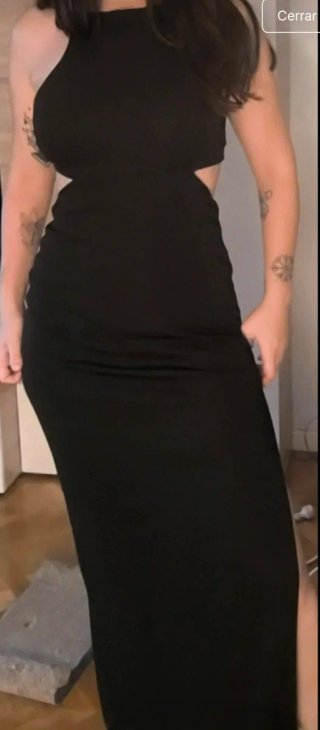 Vestido Negro Largo Fiesta Cut-out