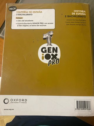 Historia de España, 2 bachillerato, Geniox Pro