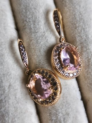 Pendientes Oro 18k Chapado Rosa y Circonitas