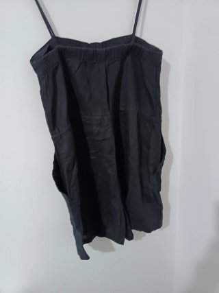 Mono Mango Negro Tirantes Botones