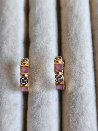 Pendientes Chapados Oro 18k Rosa y Circonita