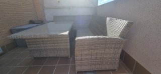 Conjunto Sofá Exterior Ratán y Cristal