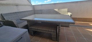 Conjunto Sofá Exterior Ratán y Cristal