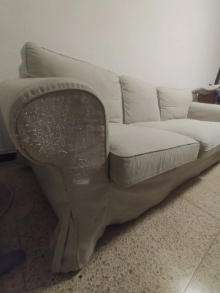 Sofá de tela beige 3 plazas