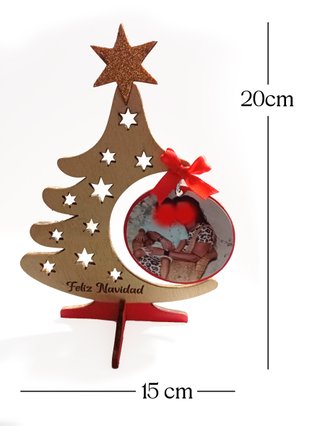 Portafotos Árbol Navidad Madera Hecho Mano