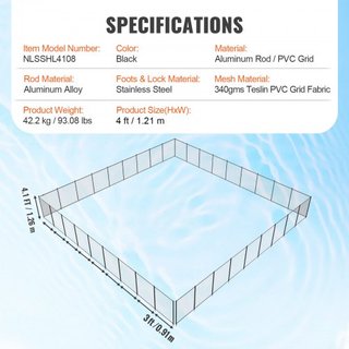 Cerca de piscina, cercas de piscina de 1.21 × 32.91 m para piscinas enterradas, cercas de seguridad para niños removibles, instalación fácil de bricolaje de cercas de piscina, malla de cerca de pi...