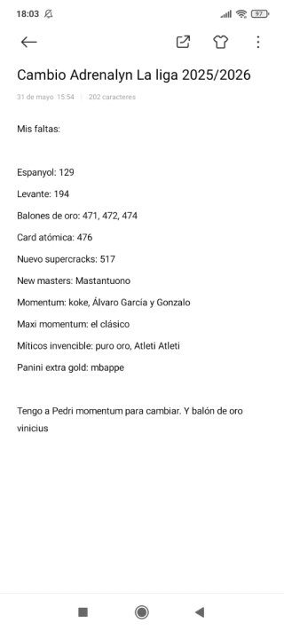 Cambio cromos Adrenalyn La Liga 2025/2026