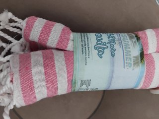 Telo mare righe rosa e bianco