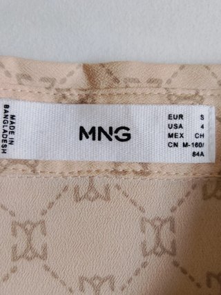 Camisa Mango Beige Estampada