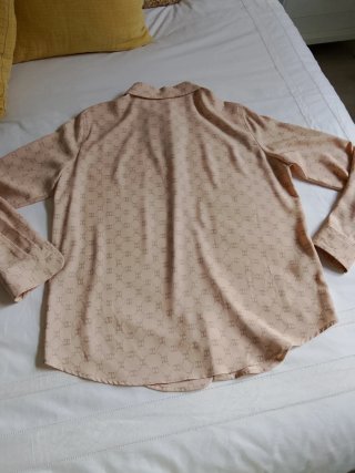 Camisa Mango Beige Estampada