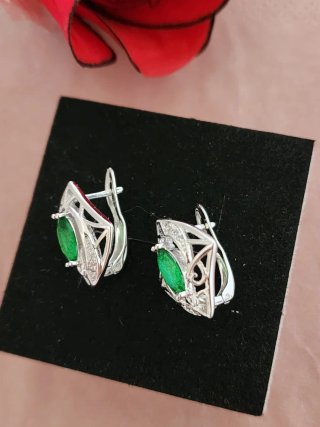 Pendientes Plata Baño Esmeralda