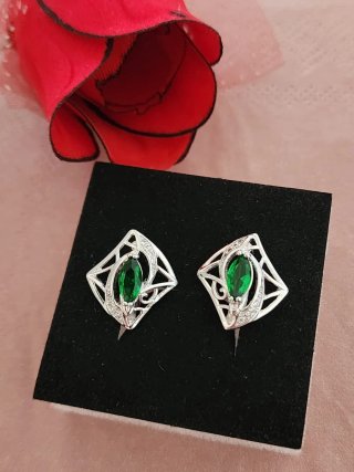 Pendientes Plata Baño Esmeralda