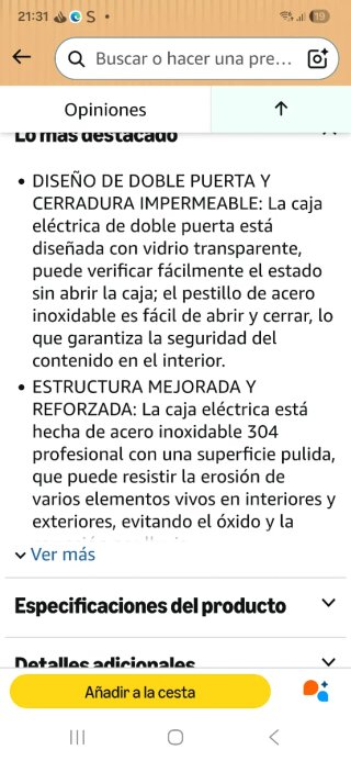 Caja Acero Inoxidable Contador Int/Ext