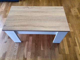 Conjunto salón moderno roble/blanco+ mesa elevable