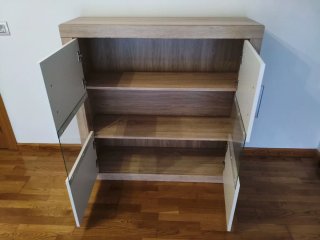 Conjunto salón moderno roble/blanco+ mesa elevable