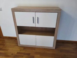 Conjunto salón moderno roble/blanco+ mesa elevable