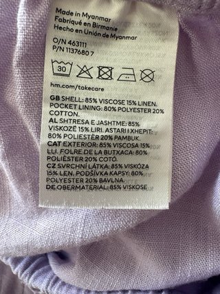 Shorts Lino H&M Morado Talla XS