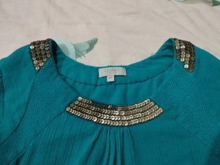 Blusa verde agua marina con lentejuelas