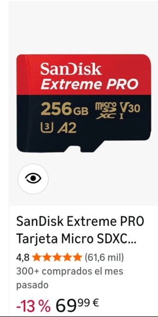 Tarjeta Micro SD SanDisk Extreme Pro 256 GB