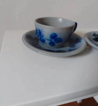 Set 6 Tazze da caffè e Piattini gres Ceramica Blu