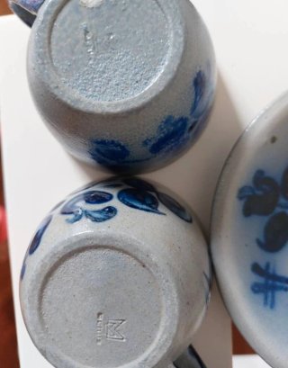 Set 6 Tazze da caffè e Piattini gres Ceramica Blu