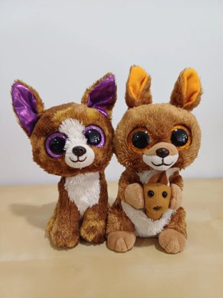 Pack 3 Peluches Leopardo, perro u canguro