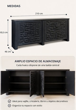 Aparador Diseño Oriental / Art Déco Negro
