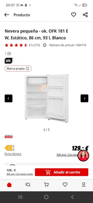 Frigorífico 82L + Congelador 11L