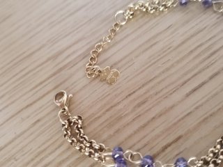Pulsera Acero Doble Cadena Piedras Moradas
