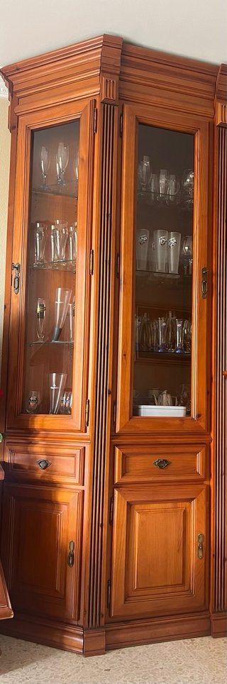 Mueble Salón Bouserie Madera y Cristal