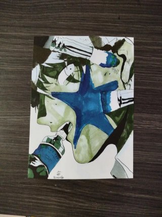Impresión de dibujo original de anime período azul
