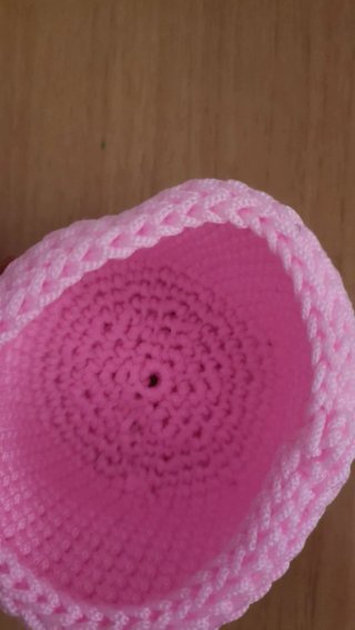 Cestino uncinetto rosa fatto a mano