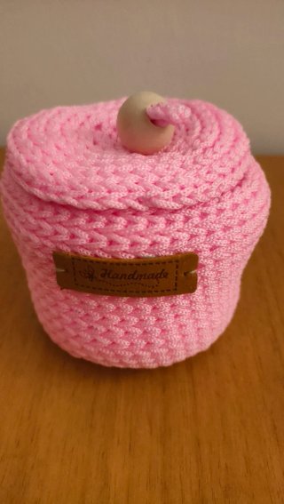 Cestino uncinetto rosa fatto a mano