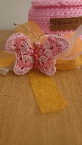 Cestino uncinetto rosa fatto a mano