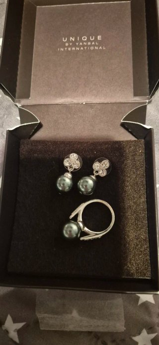 Pendientes y Anillo Verde Plata