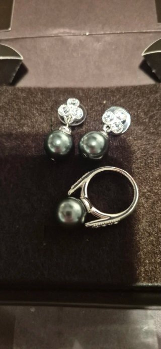 Pendientes y Anillo Verde Plata