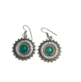 Pendientes Boho Latón Piedra Natural Verde