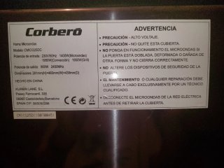 Microondas Corbero CMICG25DC- con su caja